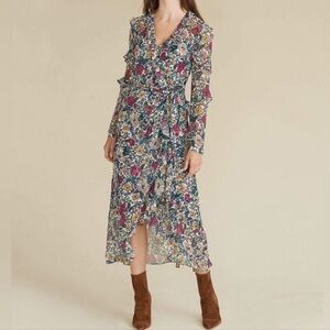 Veronica Beard Anoki Floral Silk Midi Dress Size 2